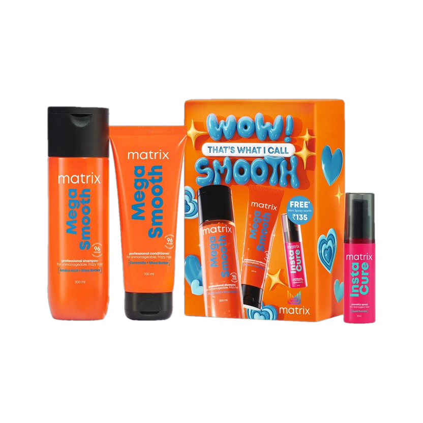 MATRIX MATRIX Mega Smooth Combo for Frizzy Hair,Shampoo+Conditioner+mini Porosity Spray(3 Items in the set) - Flipkart Deal