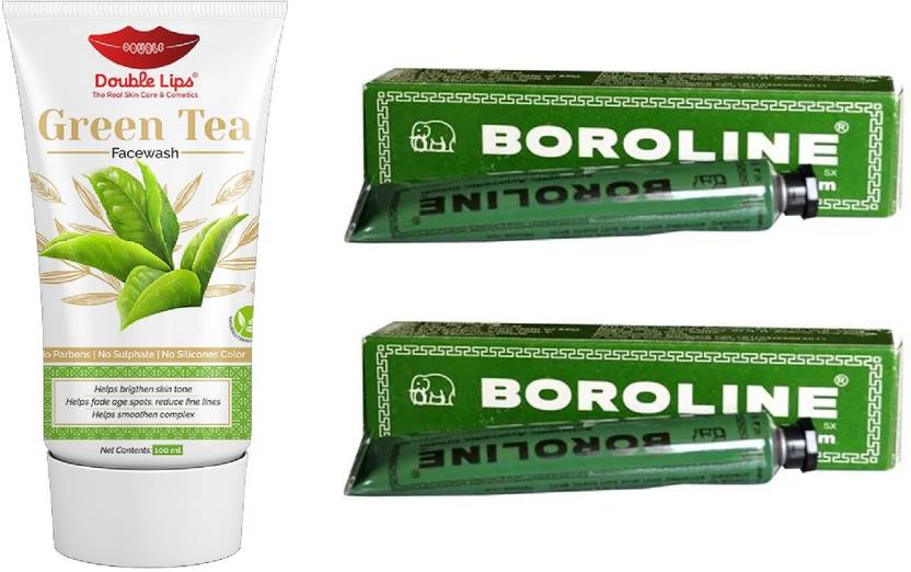 DOUBLE LIPS BOROLINE ANTISEPTIC AYUERVEDIC CREAM 20 G PACK OF 2 WITH FACE CARE SOAP FREE GREEN