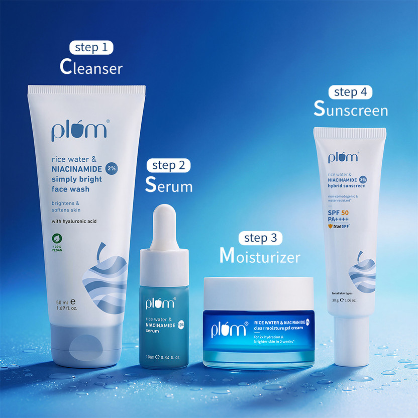 Plum Bestseller Niacinamide Skincare Combo – Brightening + Glow Boost & Oil-Free Hydration(4 Items in the set)