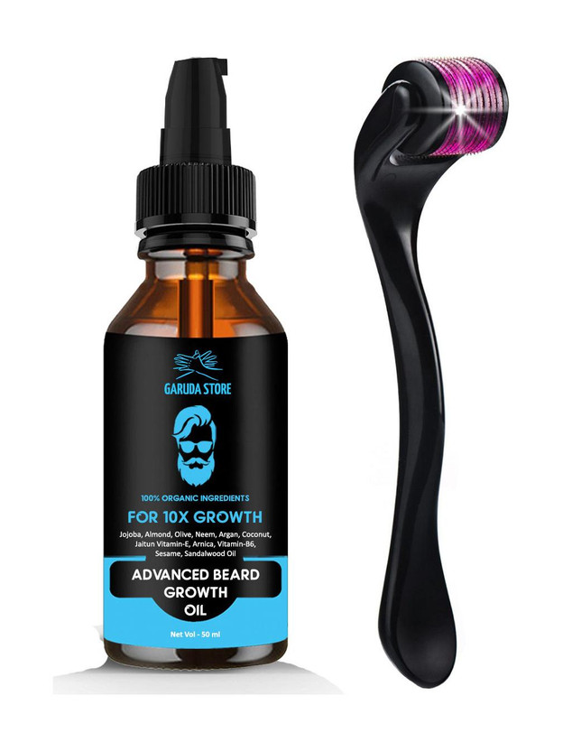 Garuda Store Beard Growth Oil (50ml) & Beard Activator 0.5 mm | Made in India(2 Items in the set)