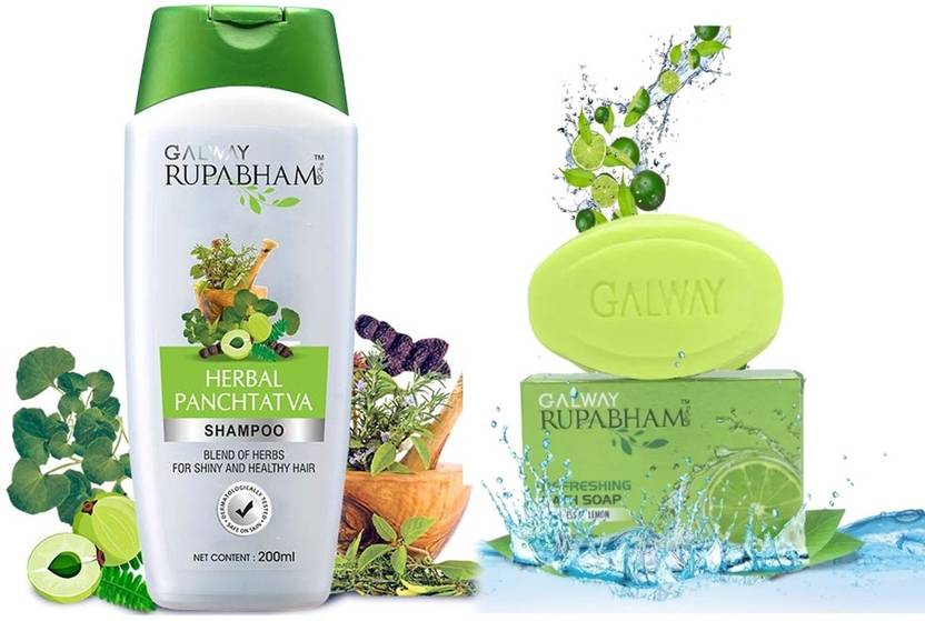 Rupabham Galway Herbal Panchtatva Shampoo & Refreshing Bath Soap Combo