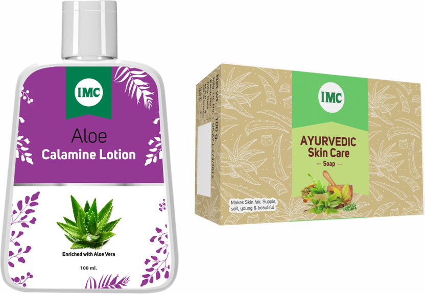 IMC Aloe Calamine Lotion (100ml) and Ayurvedic Skin Care Soap (100g)(2 Items in the set)