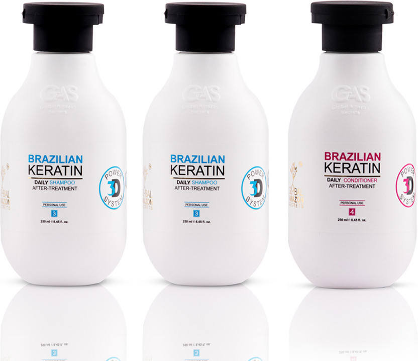 Global Amazon Secrets brazilian keratin shampoo and conditioner with Professional Straightening & Smoothening (Pack of 3)(3 Items in the set)