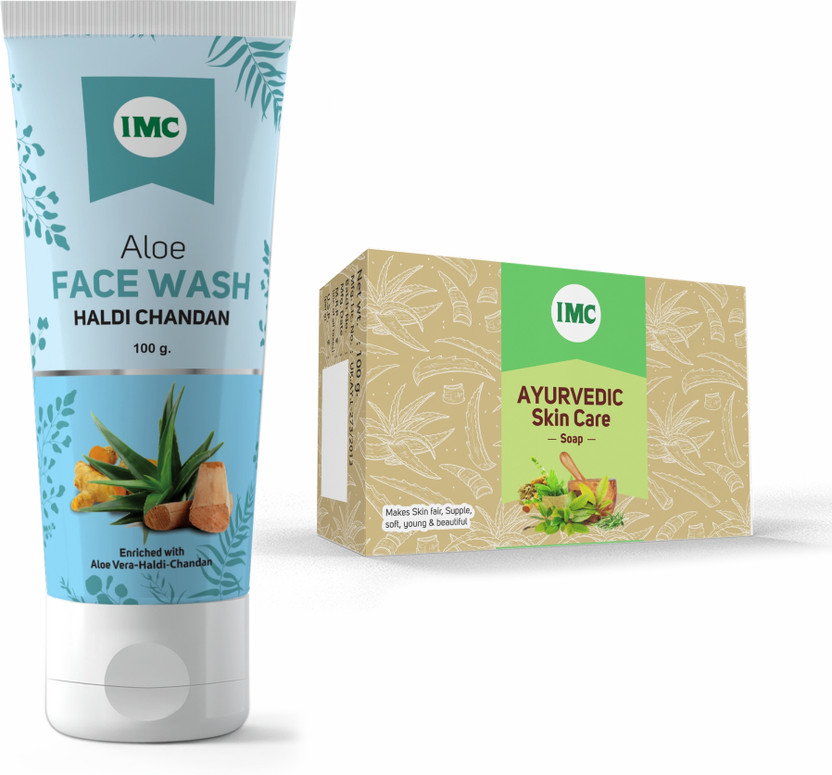 IMC Aloe With Haldi Chandan Face Wash (100g) and Ayurvedic Skin Care Soap (100g)(2 Items in the set)