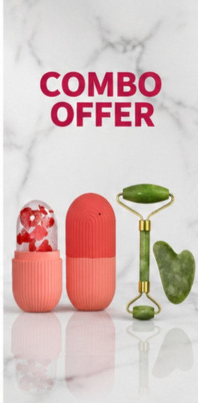 qubec Skincare Essentials Combo – Silicone Face Brush & Jade Roller(1 Items in the set)