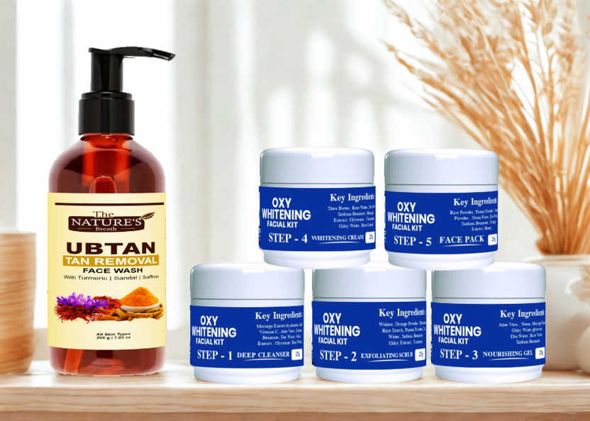 Beleza professional Combo Ubtan Face Wash 200ml + Oxy Whitening Facial Kit 125g | Glow & Detox(2 Items in the set)