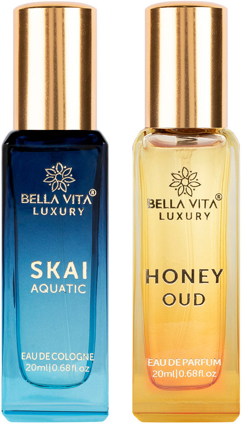 BELLAVITA SKAI AQUATIC & HONEY OUD perfume combo|Bergamot & Amber Notes|Long Lasting|(2 Items in the set)