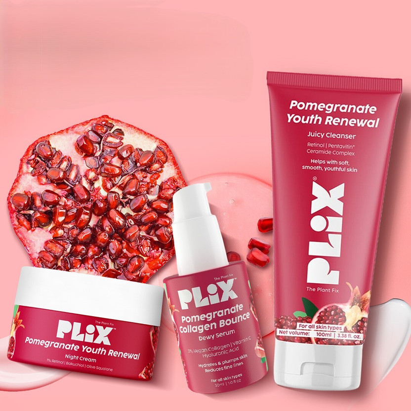The Plant Fix Plix Pomegranate Youth Renewal Night Care Combo for Fine Lines, Wrinkles & Hydration(3 Items in the set)