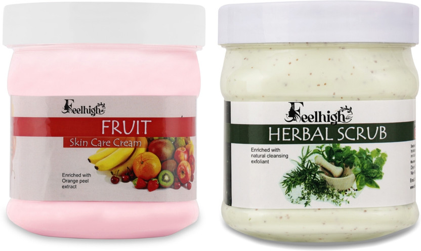 feelhigh Face & Body Fruit Cream -500gm & Herbal Scrub 500gm- skin care products(2 Items in the set)