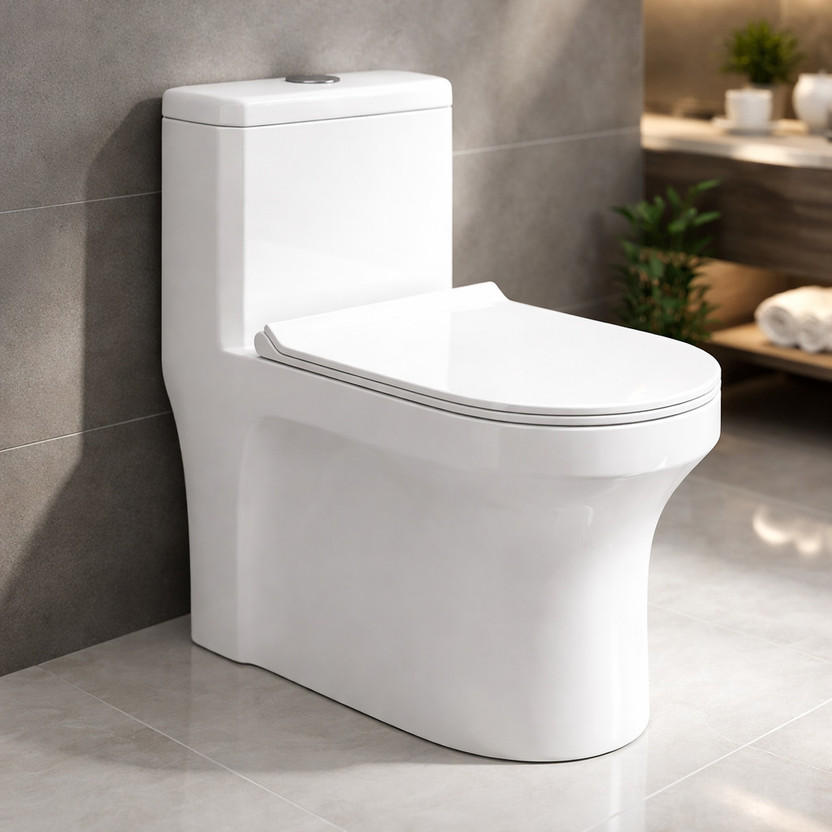 CARA MARK One Piece Western Commode | Dual Flush| S-Trap| White | EWC Water Closet| |one piece commode|commode for toilet|western commodes| Western Commode(WHITE SCRETCH PROOF)