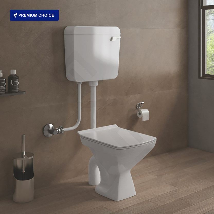 Glexero Premium Quality Luxurious Ewc Square Floor Mounted S-Trap European Commode Set Western Commode(White)