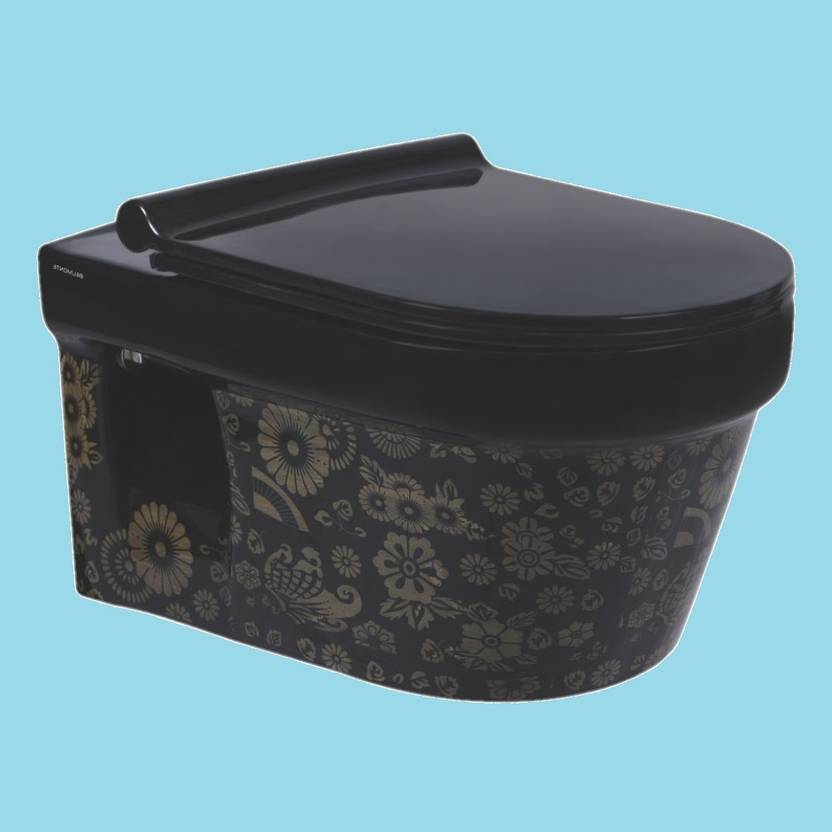 Vardhman Ceramics Designer Black Wall Hung Rimless EWC Western Toilet