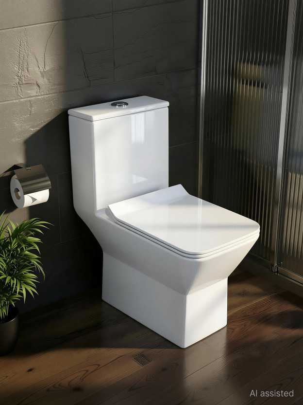 Plantex Ceramic Rimless Western Toilet/Water Closet/Commode With Seat-S Trap Outlet (APS-748) Western Commode(White)