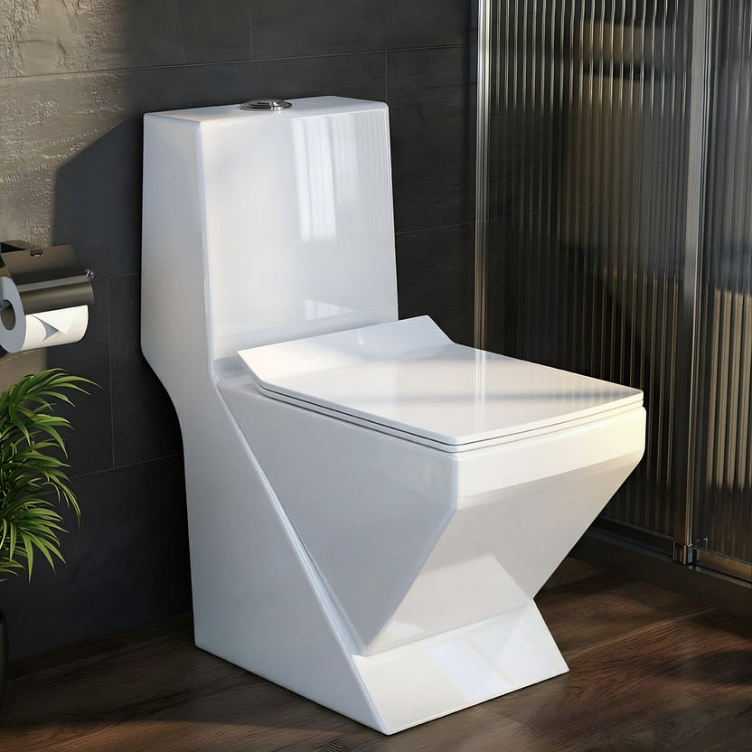 Plantex Ceramic Western Commode/Rimless Washdown Flush/Commode with Seat- S Trap Outlet (APS-744) Western Commode(White)