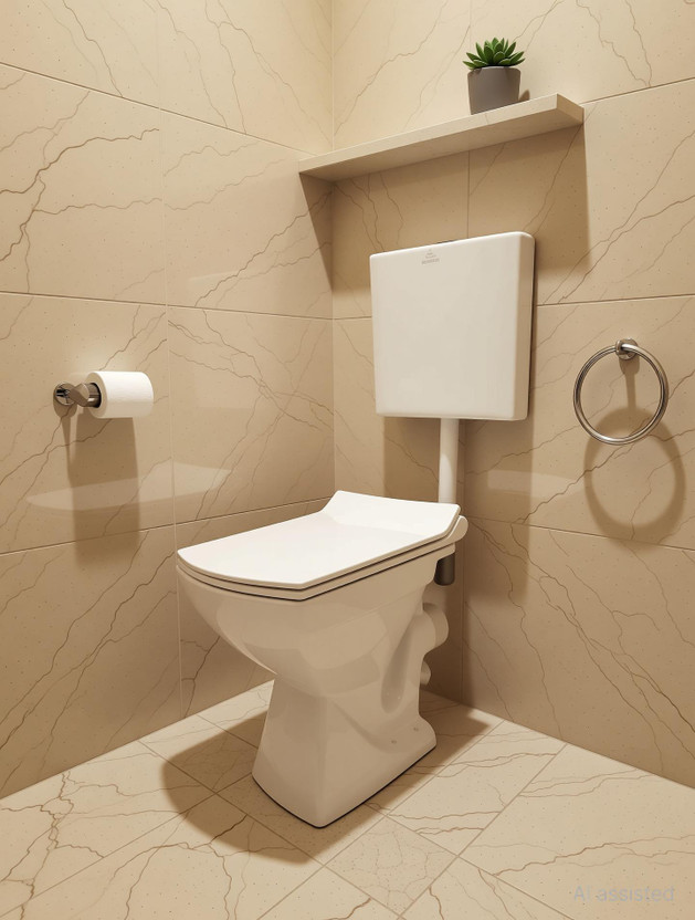 adano ACL 5015 COMBO P Premium Quality Luxurious Ewc Square Floor Mounted P-Trap European Commode Set Western Commode(WHITE)