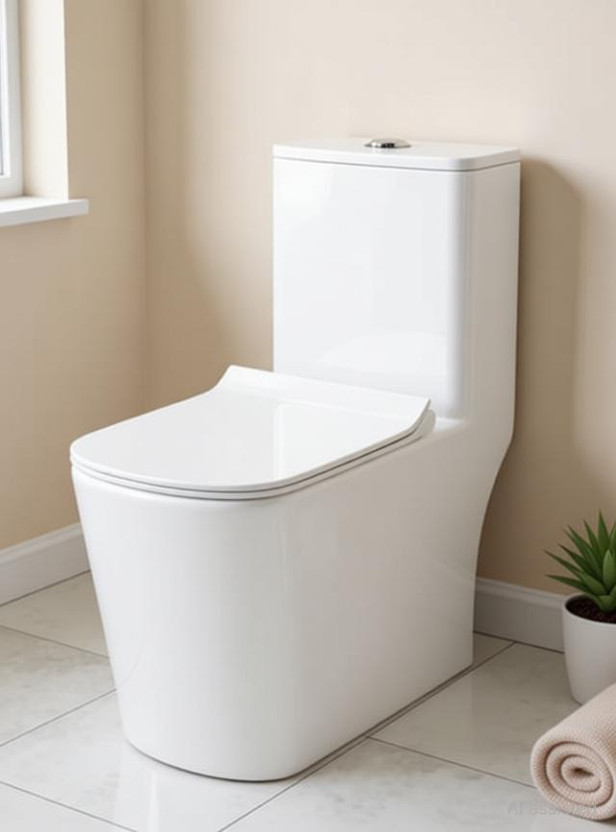 clayplus 1003Premium Grade Ceramic One Piece FloorMounted Western Commode 9"trap Syphonic Western Commode(WHITE)