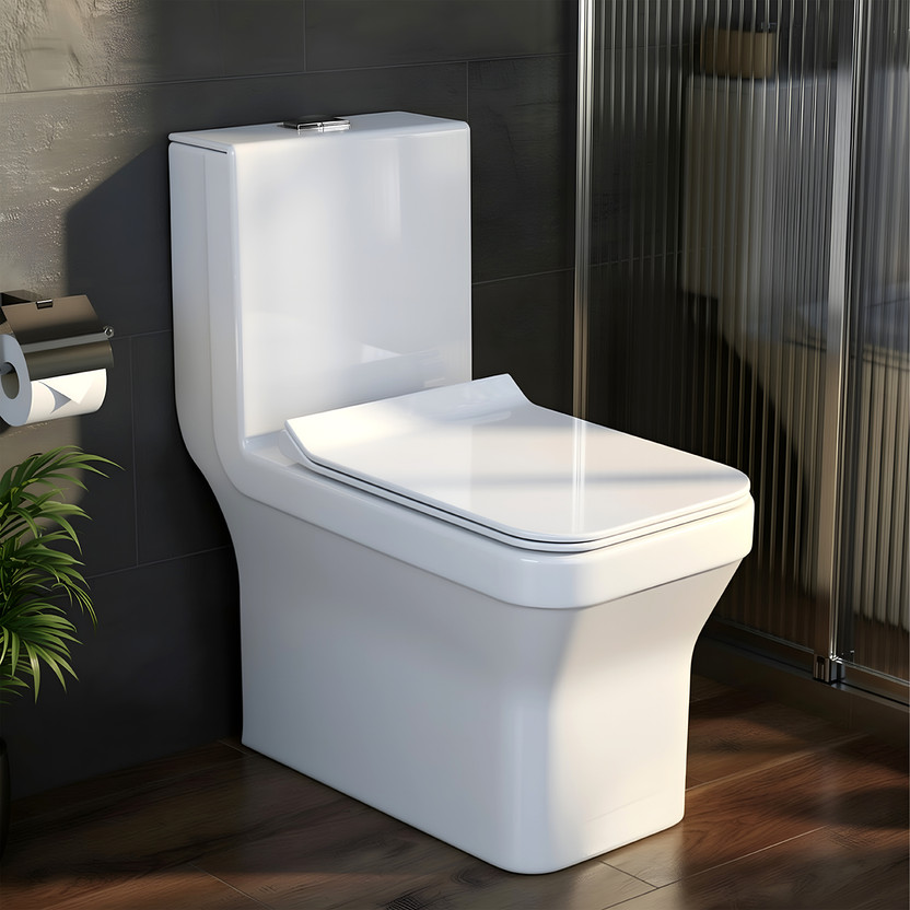 Plantex Ceramic One Piece Western Commode With Toilet Seat/Water Closet - S Trap Outlet (APS-743) Western Commode(White)