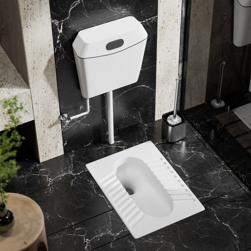 Flipkart SmartBuy 20"inch Indian Toilet Pan with Modern Flush Tank 20 inch Indian Commode(WHITE)