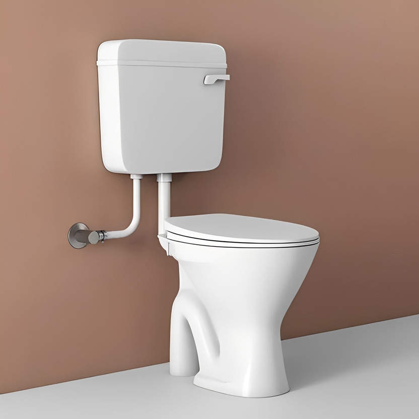 Flipkart SmartBuy Water Closet COMMODE Premium Grade Ceramic Floor Mounted European Western Toilet Commode/EWC+FLUCTANK Battle S Trap with Seat Cover Western Commode(WHITE)