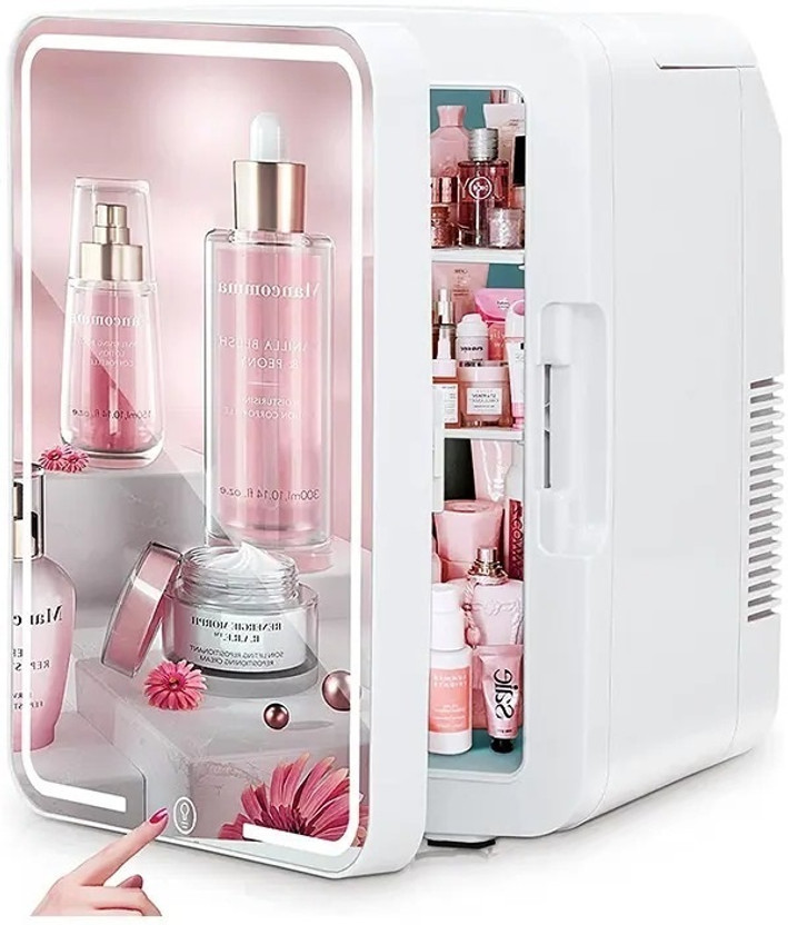 DITCAFOS Mini Fridge 4 Litre LED Mirror Beauty Refrigerator Thermoelectric Cooler and Warmer for Skin Care, Bedroom and Travel 4 L Compact Refrigerator(Multicolor)