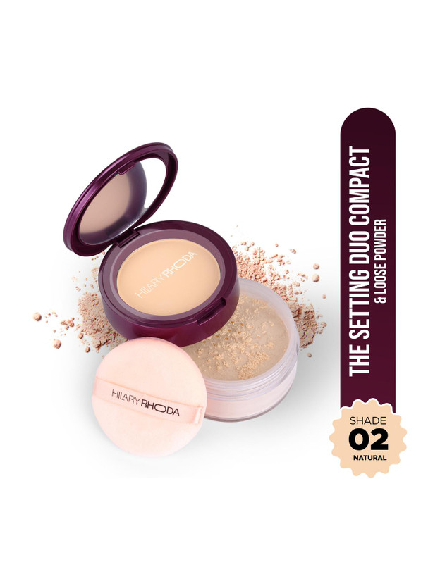 Hilary Hilary Rhoda The Setting Duo Compact &Loose Powder| 2-in-1 Compact &Loose Powder|Matte Finish Compact(Shade 2-Natural, 32 g) - Flipkart Deal