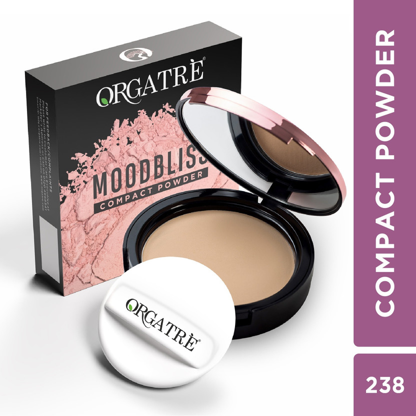 Orgatre MoodBliss Compact Powder - Matte Finish, Oil Control, Long-Lasting- Women Makeup Compact(Clear Beige - 218, 9 g)