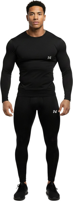 NINQ Self Design Men Black Tights