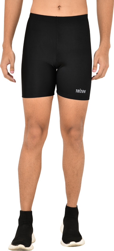 TRIZON Solid Men Black Sports Shorts