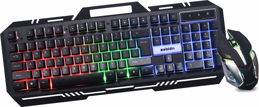zebion Ninja Premium RGB Backlit Gaming Keyboard Metal Body & Mouse with 6 Button Combo Set Designed for Gaming(Black)