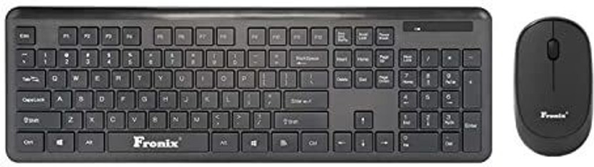 fronix Wireless Keyboard and Mouse Combo Slim, Flat & Quiet Ergonomic Full Size 104 Keys Keyboard & Small Portable 1000 Dpi Mouse for Windows PC Combo Set(Black)