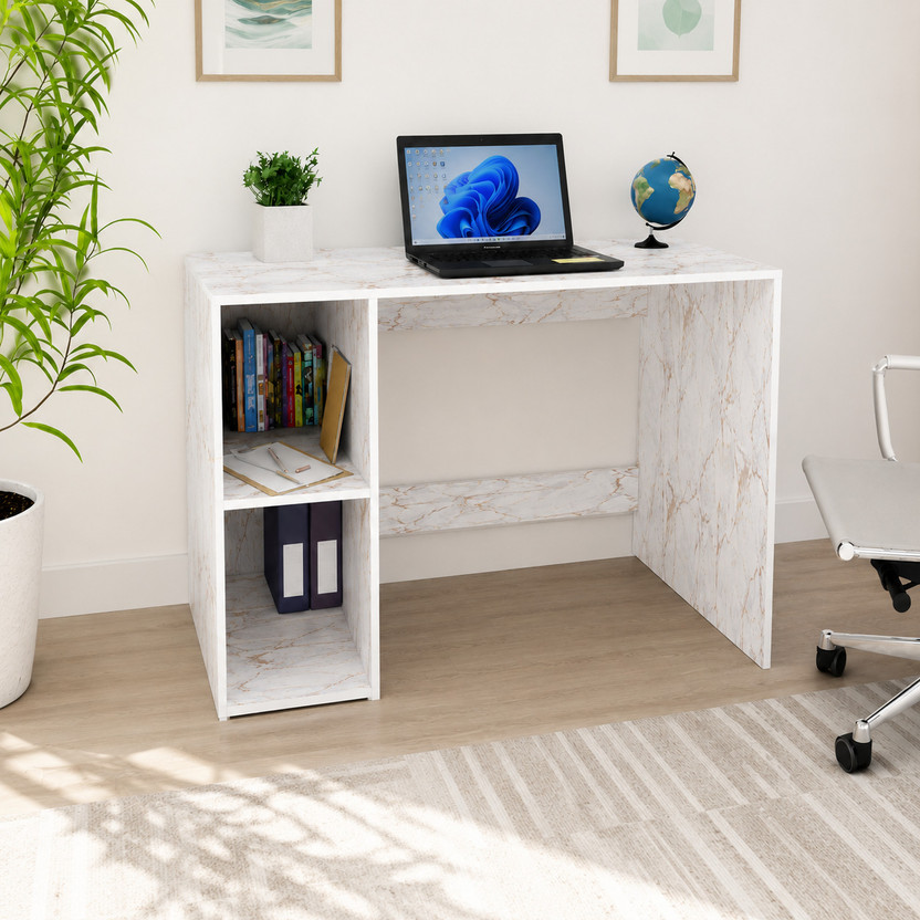 US DZIRE Study Laptop Computer Table with Storage Shelf for Home Office Engineered Wood Computer Desk(Modular, Finish Color - White Gold, Knock Down)
