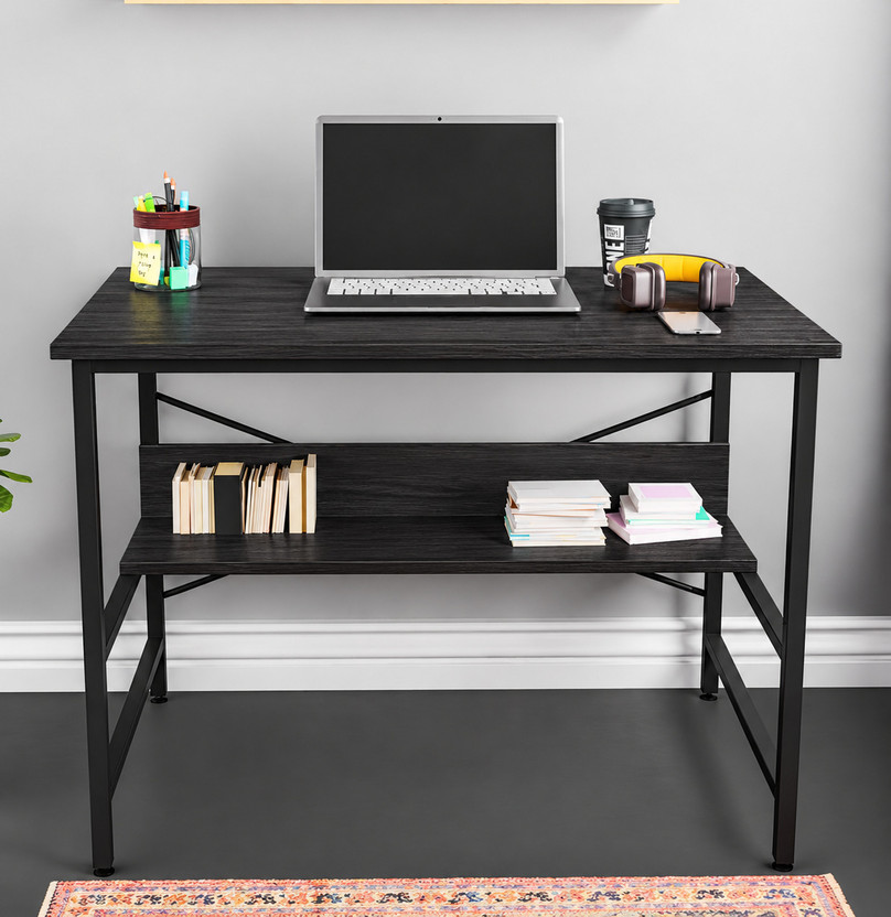 HOMIBOSS Steel Metal frame office workstation table , Student, gaming, home Engineered Wood Computer Desk(Straight, Finish Color - BLACK, DIY(Do-It-Yourself))