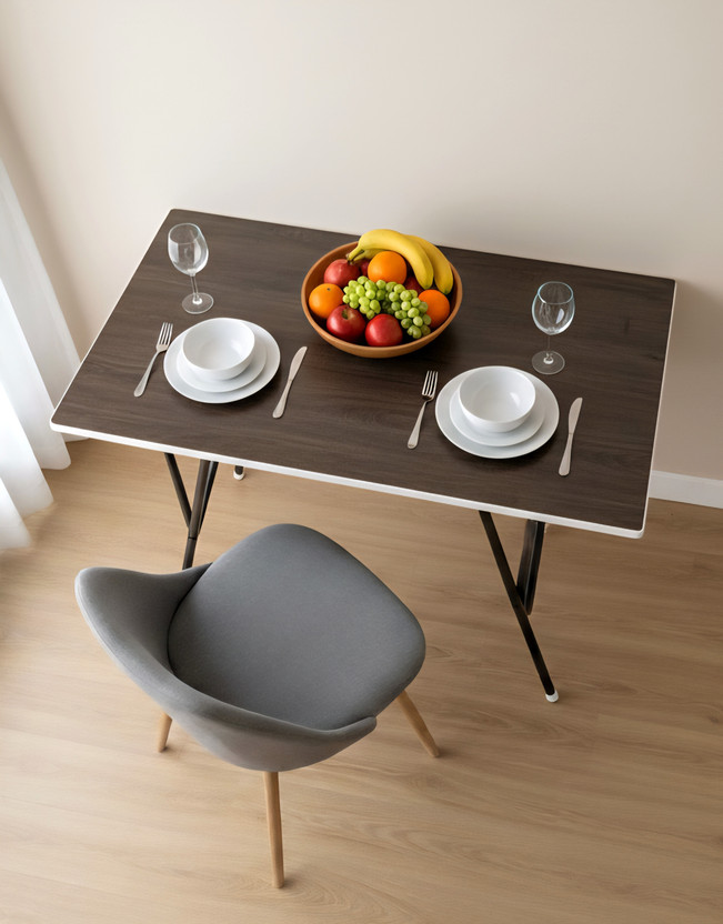 EuroQon Space Saver Foldable Imported Wood Engineered Wood 4 Seater Dining Table(Finish Color - Wenge, Pre-assembled)