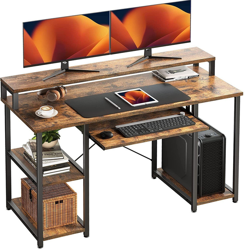 TEKAVO Multipurpose Computer desk office table with keyboard tray 120x60x87 cm Engineered Wood Computer Desk(Straight, Finish Color - Jungle wood, DIY(Do-It-Yourself))