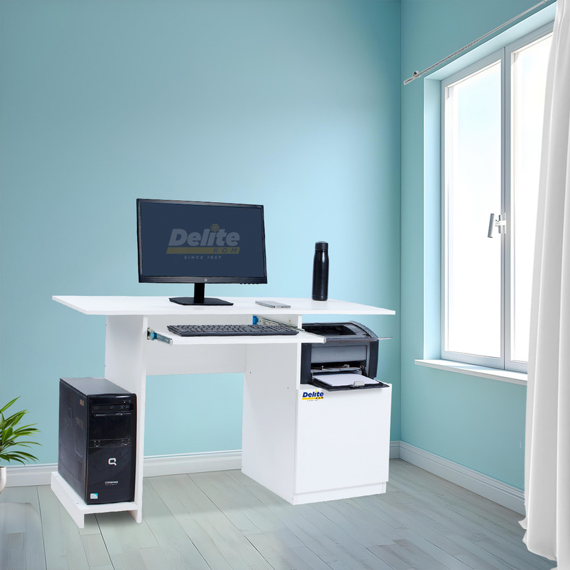 Delite Kom Glide Engineered Wood Computer Desk(Straight, Finish Color - Frosty White, Knock Down)