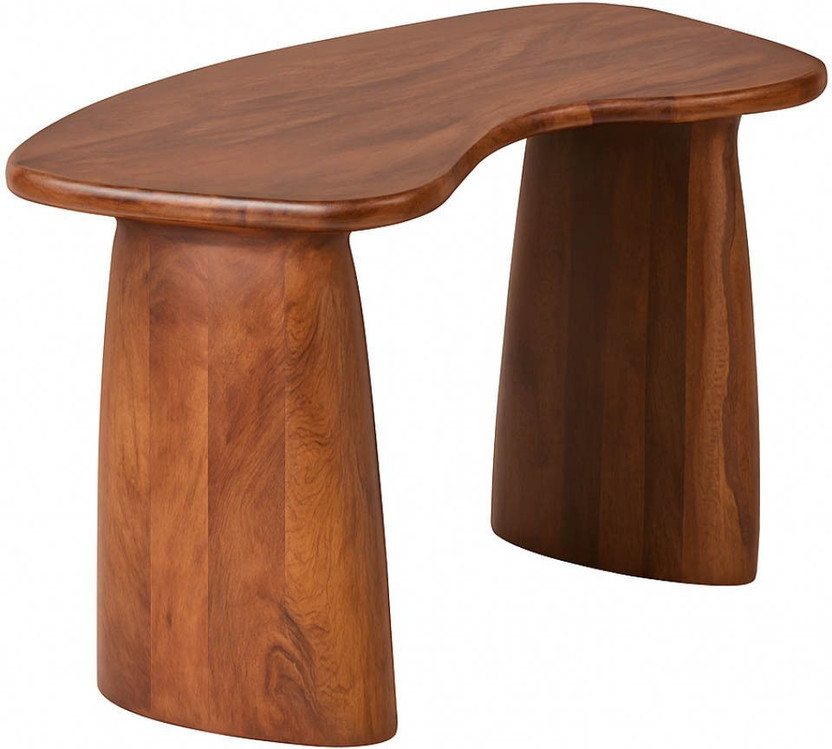 TIMBERTRIBE Mango Wood Desk | Office Desk | Wooden Office Table for Work from Home Solid Wood Computer Desk(Curved, Finish Color - Brown, Pre-assembled)