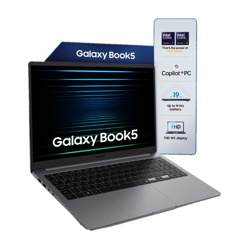 Samsung Galaxy Book5 AI Metal Intel Core Ultra 7 255U - (16 GB/512 GB SSD/Windows 11 Home) NP750XHD Thin and Light Laptop(15.6 Inch, Gray, 1.55 Kg, With MS Office)