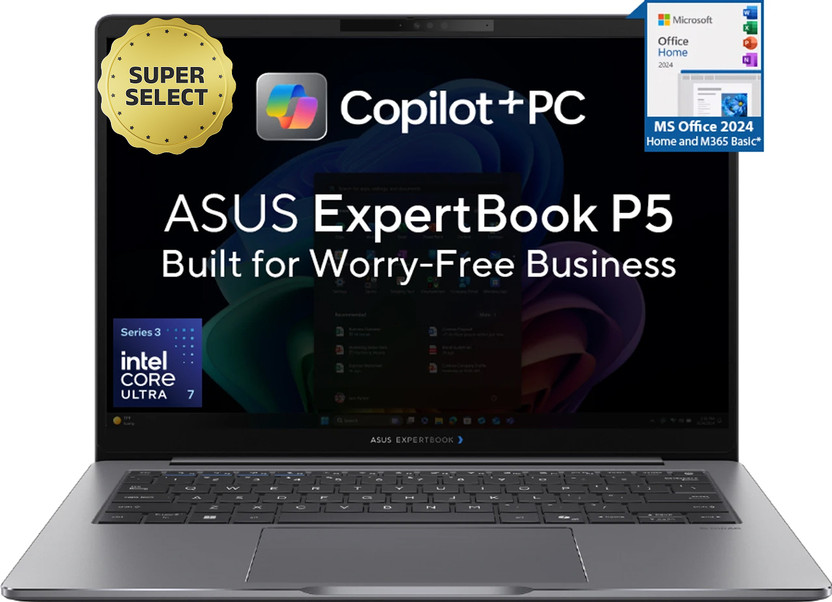 ASUS ExpertBook P5 Full Metal Copilot+ PC with 1 Yr ADP Intel Core Ultra 7 356H - (32 GB/1 TB SSD/Windows 11 Home) P5405CAA-NZ0099WS Laptop(14 inch, Misty Grey, 1.40 Kg, With MS Office)