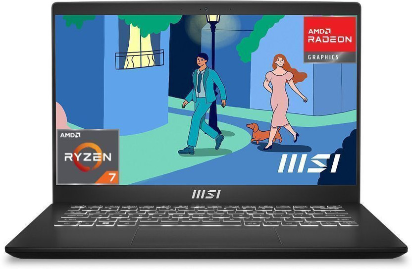 MSI Modern 14 AMD Ryzen 7 Octa Core 7730U - (16 GB/512 GB SSD/Windows 11 Home) Modern 14 C7M-285IN Business Laptop(14 Inch, Classic Black, 1.4 Kg, With MS Office)