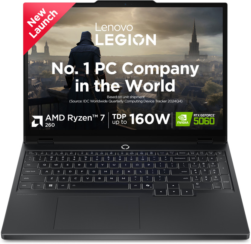 Lenovo Legion 5 2025 AMD Ryzen 7 Octa Core 260 - (16 GB/1 TB SSD/Windows 11 Home/8 GB Graphics/NVIDIA GeForce RTX 5060/165 Hz) Legion 5 15AHP10 Gaming Laptop(15.3 Inch, Eclipse Black, 2.1 kg, With MS Office)