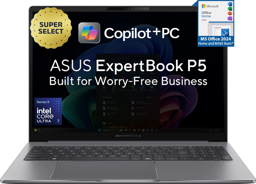 ASUS ExpertBook P5 Full Metal Copilot+ PC with 1 Yr ADP Intel Core Ultra 7 356H - (32 GB/1 TB SSD/Windows 11 Home) P5605CAA-PL0049WS Laptop(16 inch, Misty Grey, 1.80 Kg, With MS Office)