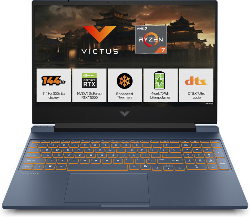 HP HP Victus AI AMD Ryzen 7 Octa Core 260 - (16 GB/1 TB SSD/Windows 11 Home/8 GB Graphics/NVIDIA GeForce RTX 5050) 15-fb3102AX Gaming Laptop(15.6 inch, Performance Blue, Chrome Logo, 2.29 kg, With MS Office) - Flipkart Deal