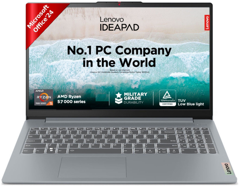 Lenovo IdeaPad Slim 3 with 1Yr ADP AMD Ryzen 5 Quad Core 7520U - (16 GB/512 GB SSD/Windows 11 Home) 15AMN8 Thin and Light Laptop(15.6 Inch, Arctic Grey, 1.62 kg, With MS Office)