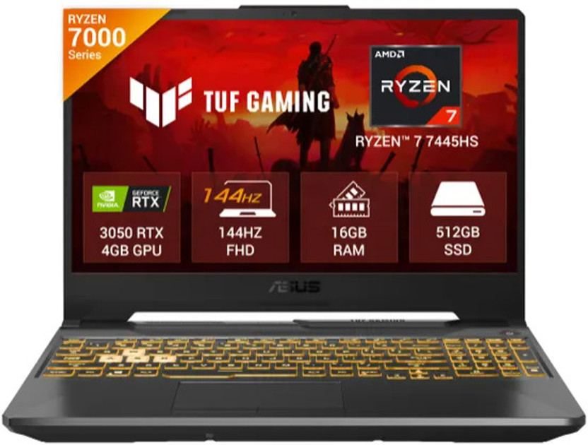 ASUS TUF Gaming A15 AMD Ryzen 7 Hexa Core - (16 GB/512 GB SSD/Windows 11 Home/4 GB Graphics/NVIDIA GeForce RTX 3050/144 Hz) FA506NCG-HN199W Gaming Laptop(15.6 inch, Black)