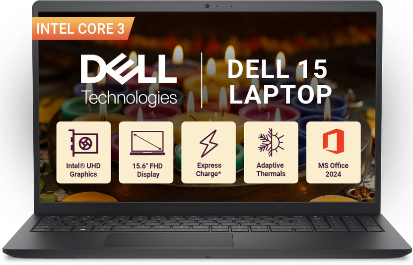 Dell DELL 15 Inspiron Intel Core 3 - (16 GB/512 GB SSD/Windows 11 Home) DC15250 Thin and Light Laptop(15.6 inch, Carbon Black, 1.63 kg, With MS Office) - Flipkart Deal