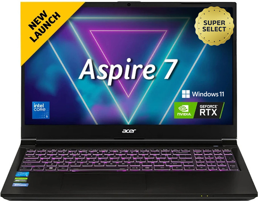 Acer Aspire 7 (i5 14th Gen) Intel Core 5 210H - (16 GB/512 GB SSD/Windows 11 Home/6 GB Graphics/NVIDIA GeForce RTX 4050) A715-79G Gaming Laptop(15.6 Inch, Obsidian Black, 1.99 Kg)