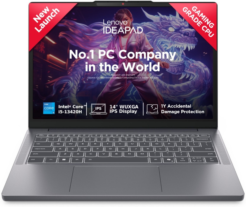 Lenovo IdeaPad Slim 3 Intel Core i5 13th Gen 13420H - (16 GB/512 GB SSD/Windows 11 Home) IdeaPad Slim 3 14IRH10 Thin and Light Laptop(14 inch, Luna Grey, 1.59 kg, With MS Office)