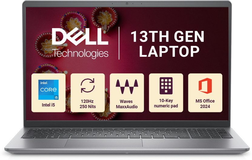 DELL 15 Microsoft Office Home 2024 Intel Core i5 13th Gen - (16 GB/512 GB SSD/Windows 11 Home) Vostro 3530 RPL Laptop(15.6 Inch, Titan Grey, 1.66 Kg, With MS Office)