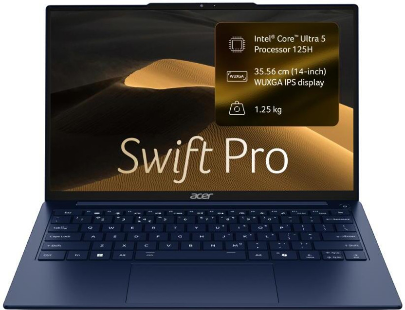 Acer Swift Pro (2026) Metal AI PC, Backlit Keyboard Intel Core Ultra 5 125H - (16 GB/512 GB SSD/Windows 11 Home) SFP14-55 Notebook(14 inch, Dark Blue, With MS Office)
