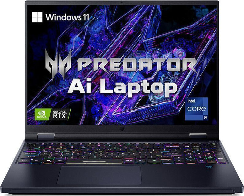 Acer Predator Helios 16 Intel Core i9 14th Gen 14900HX - (32 GB/1 TB SSD/Windows 11 Home/12 GB Graphics/NVIDIA GeForce RTX 4080) PH16-72 Gaming Laptop(16 Inch, Abyssal Black, 2.65 Kg)